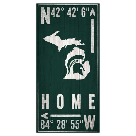 Michigan State Spartans 6'' x 12'' Team Coordinate Sign