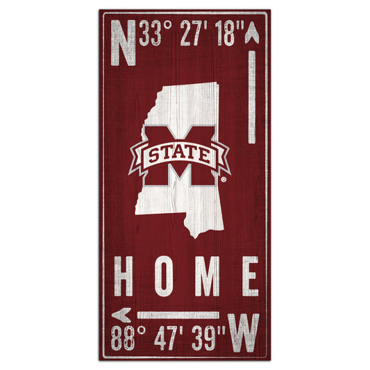 Mississippi State Bulldogs 6'' x 12'' Team Coordinate Sign