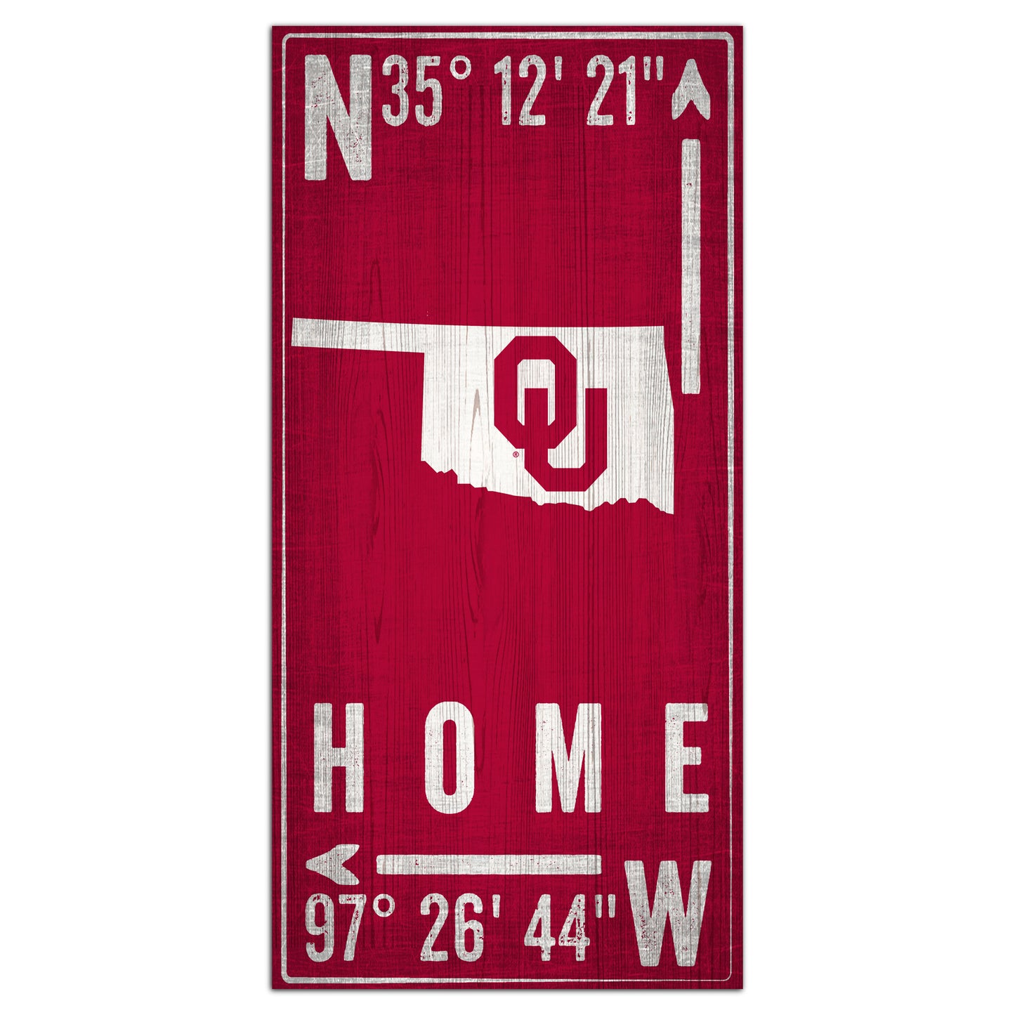 Oklahoma Sooners 6'' x 12'' Team Coordinate Sign