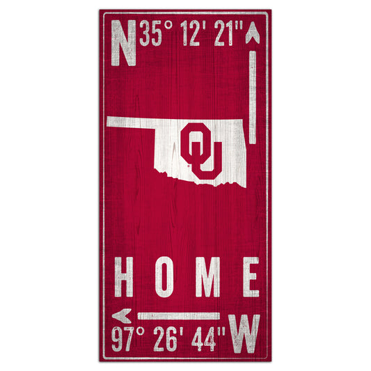 Oklahoma Sooners 6'' x 12'' Team Coordinate Sign