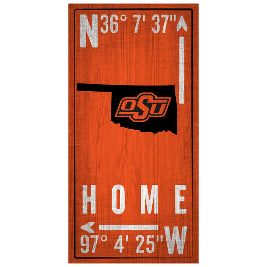 Oklahoma State Cowboys 6'' x 12'' Team Coordinate Sign
