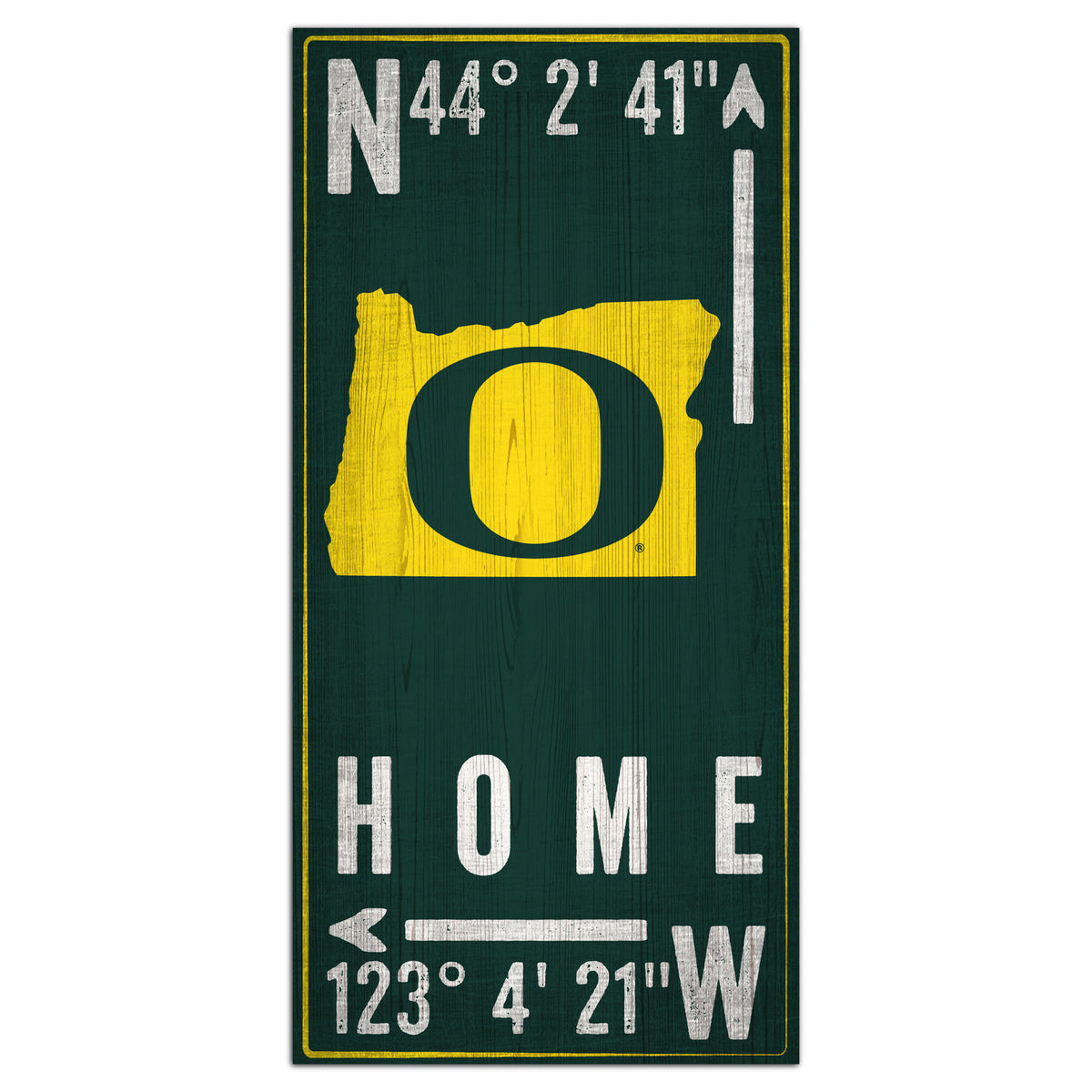Oregon Ducks 6'' x 12'' Team Coordinate Sign