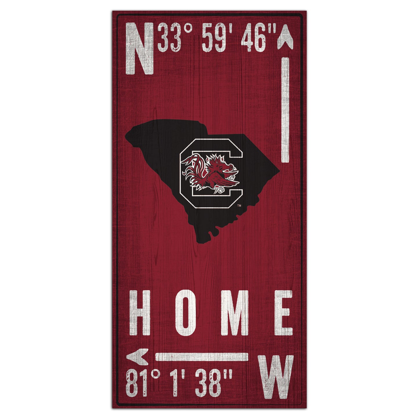 South Carolina Gamecocks 6'' x 12'' Team Coordinate Sign