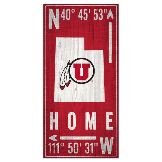 Utah Utes 6'' x 12'' Team Coordinate Sign