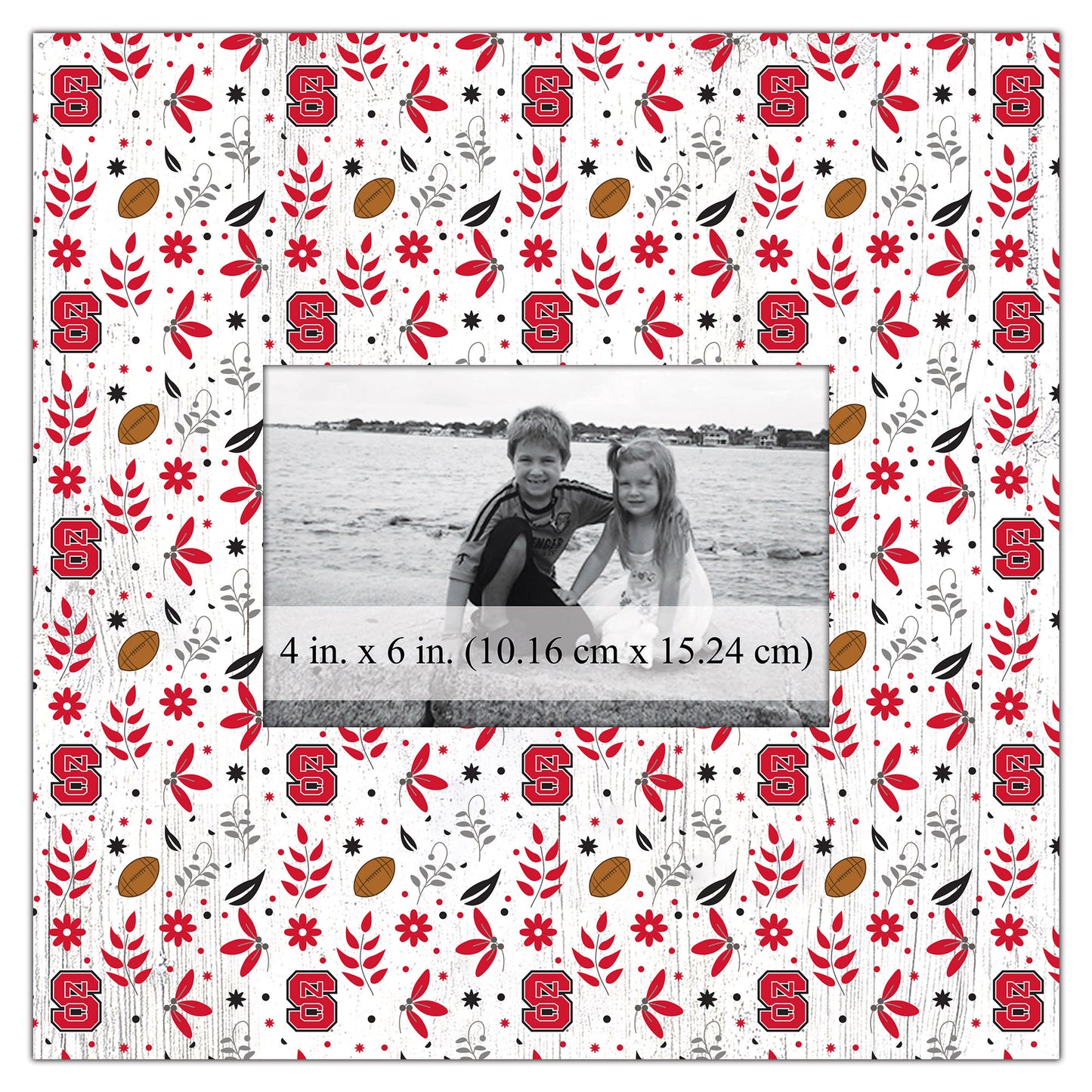 NC State Wolfpack 10'' x 10'' Floral Pattern Frame