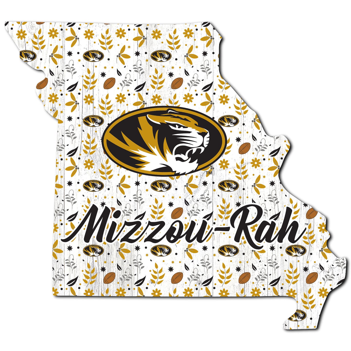 Missouri Tigers 12'' Floral State Sign