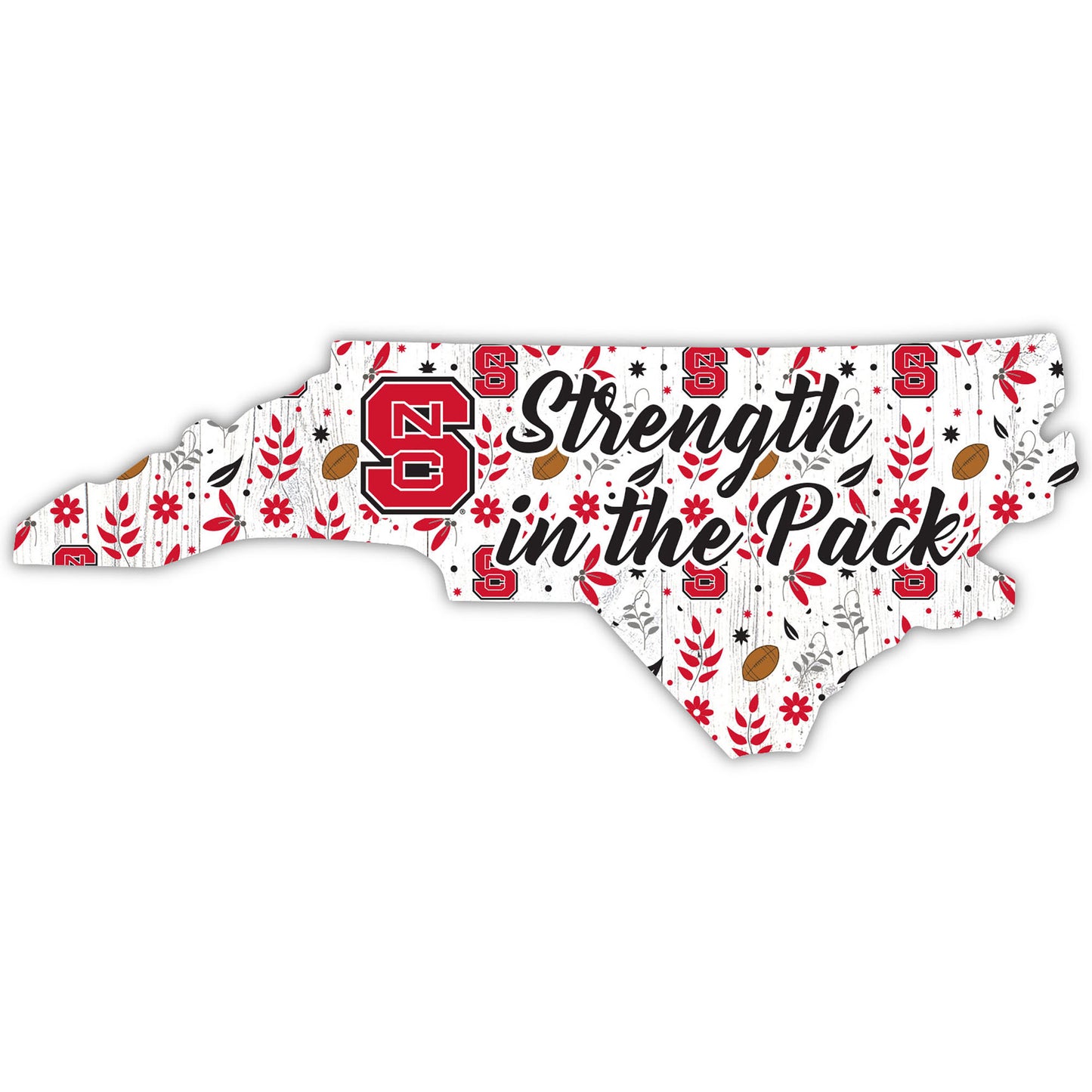 NC State Wolfpack 12'' Floral State Sign