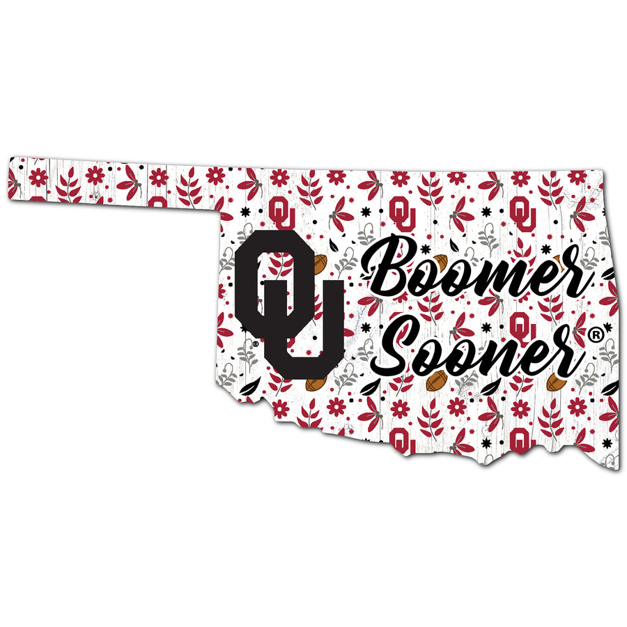 Oklahoma Sooners 12'' Floral State Sign