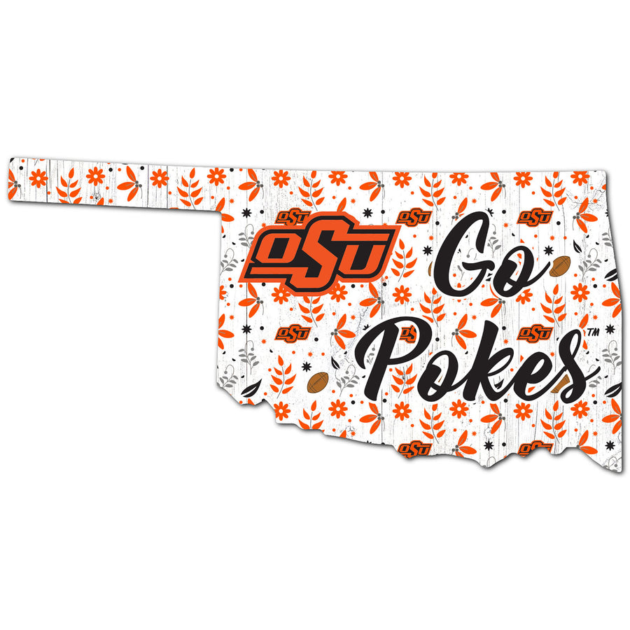 Oklahoma State Cowboys 12'' Floral State Sign