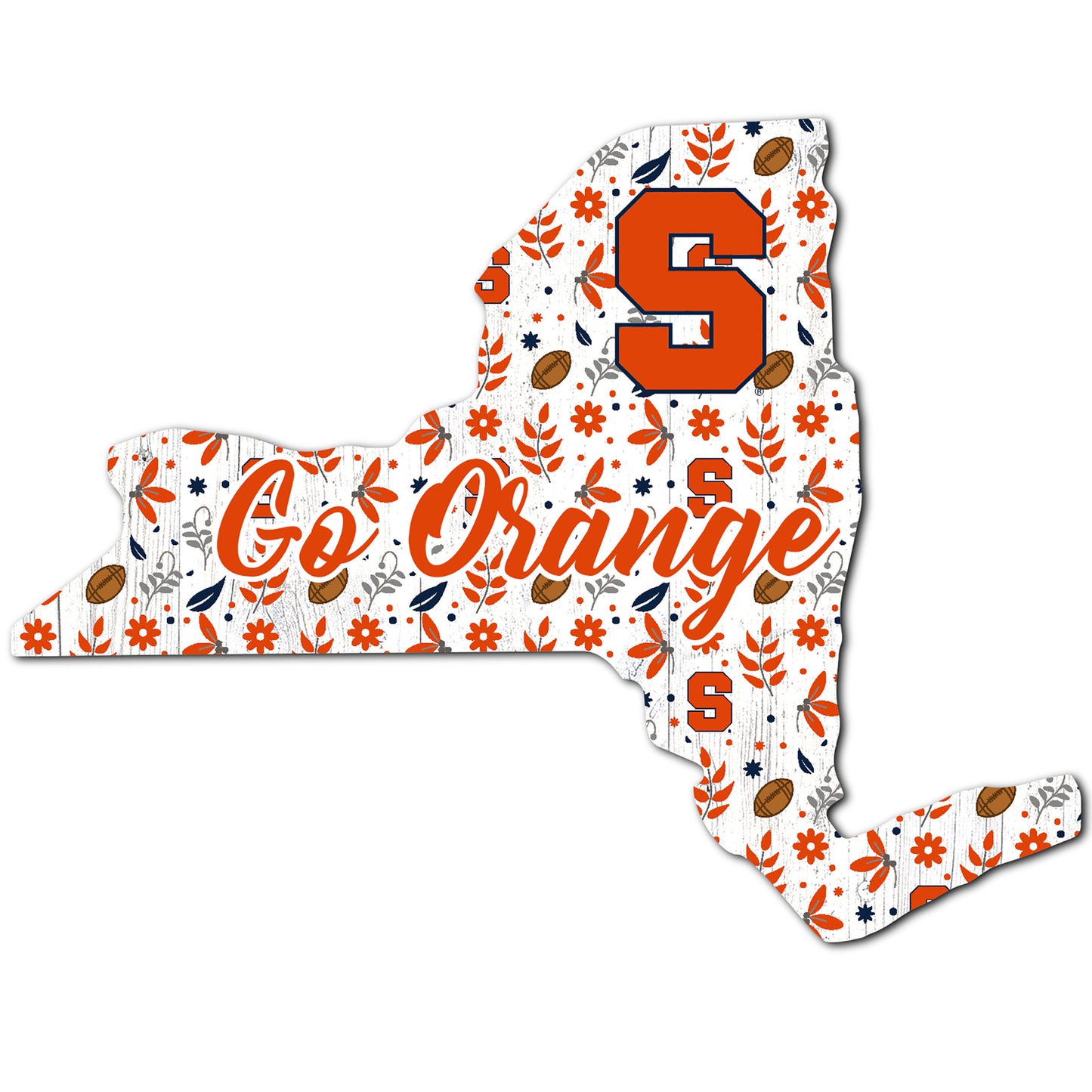 Syracuse Orange 12'' Floral State Sign