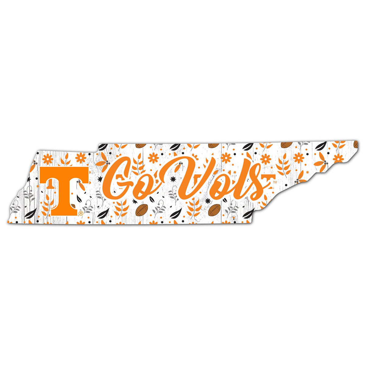 Tennessee Volunteers 12'' Floral State Sign