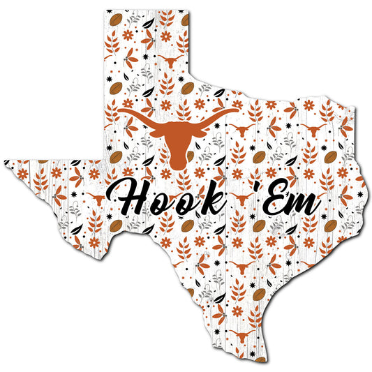 Texas Longhorns 12'' Floral State Sign