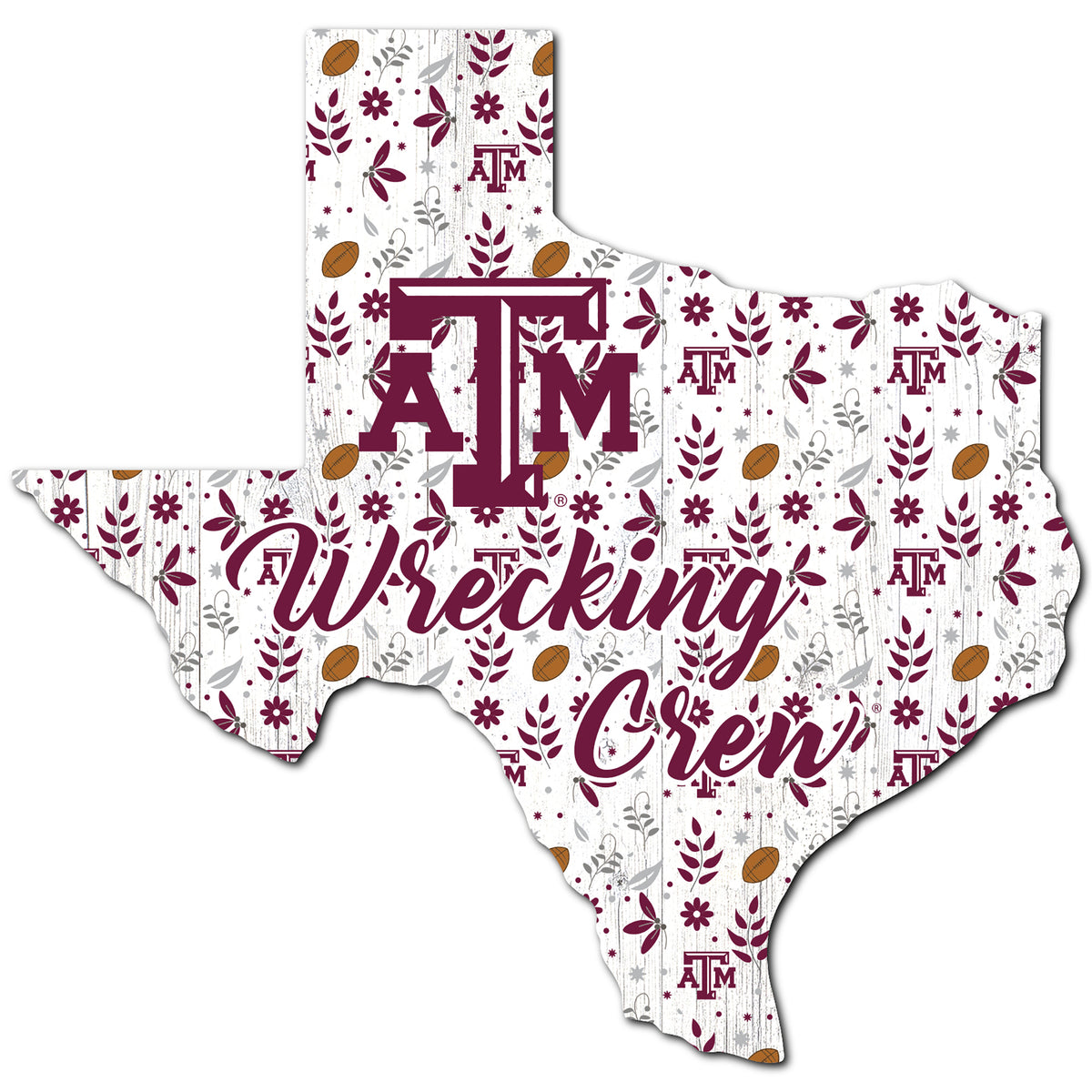 Texas A&M Aggies 12'' Floral State Sign