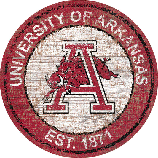 Arkansas Razorbacks 24'' Round Heritage Logo Sign