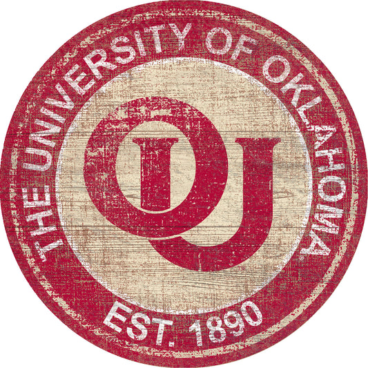 Oklahoma Sooners 24'' Round Heritage Logo Sign