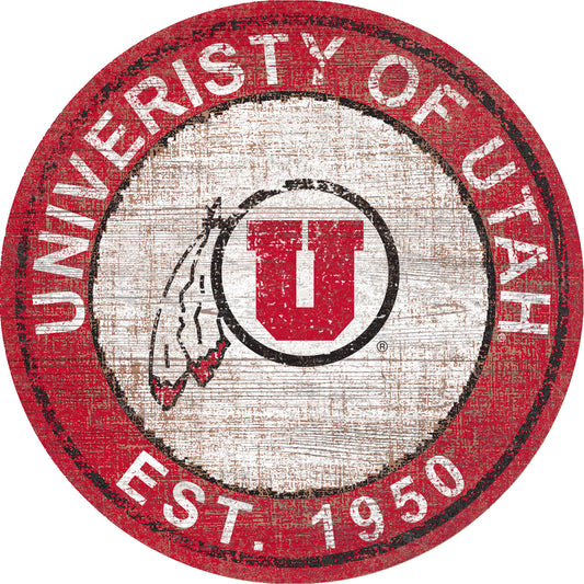 Utah Utes 24'' Round Heritage Logo Sign