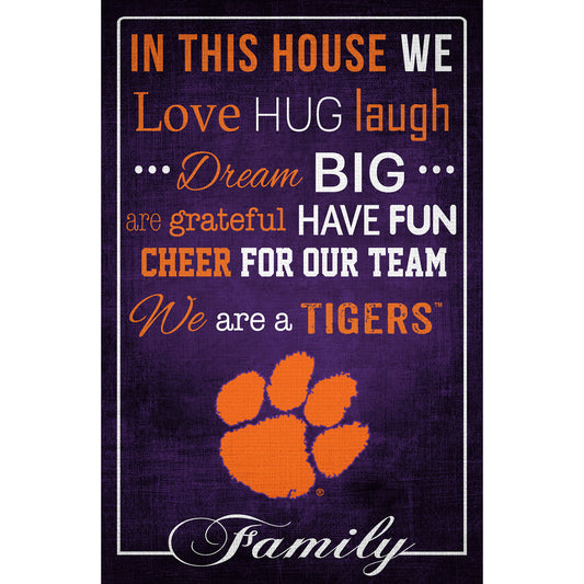 Clemson Tigers 17'' x 26'' In This House Sign