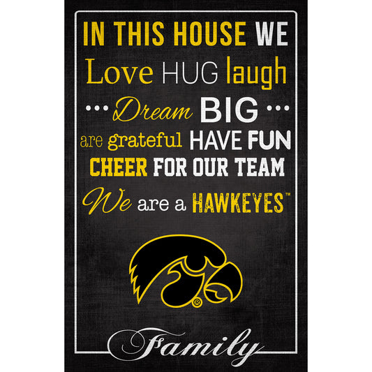 Iowa Hawkeyes 17'' x 26'' In This House Sign