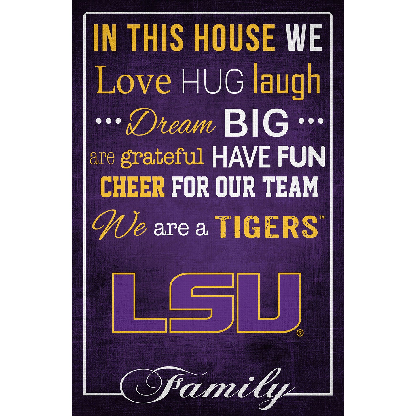LSU Tigers 17'' x 26'' In This House Sign