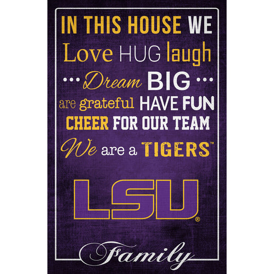 LSU Tigers 17'' x 26'' In This House Sign
