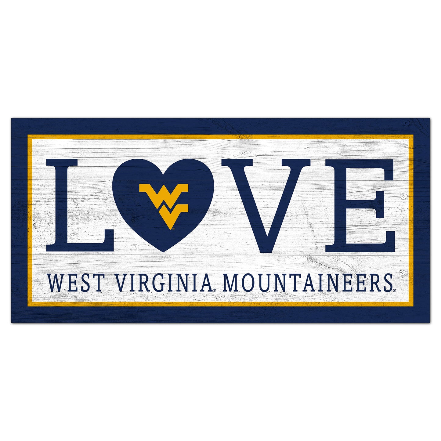 West Virginia Mountaineers 6'' x 12'' Team Love Sign