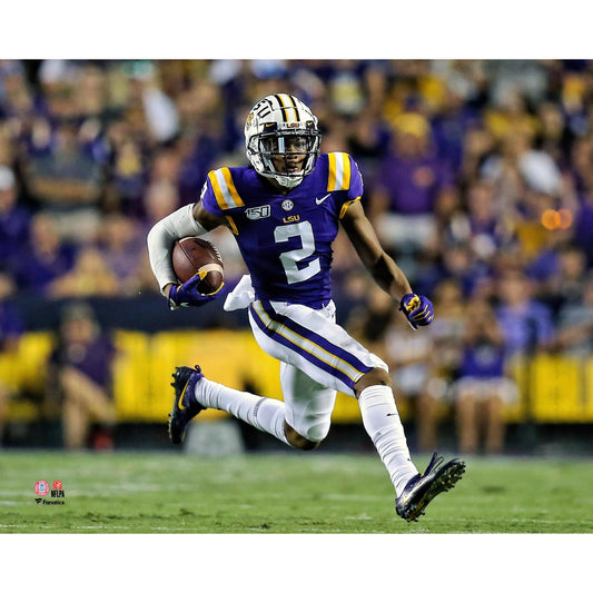 Justin Jefferson LSU Tigers Unsigned Purple Jersey Running Photograph