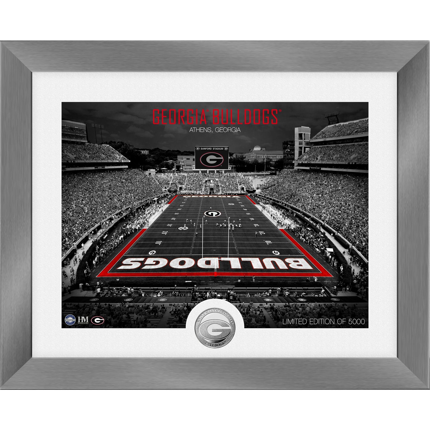 Highland Mint Georgia Bulldogs 13'' x 16'' Art Deco Stadium Silver Coin Photo Mint