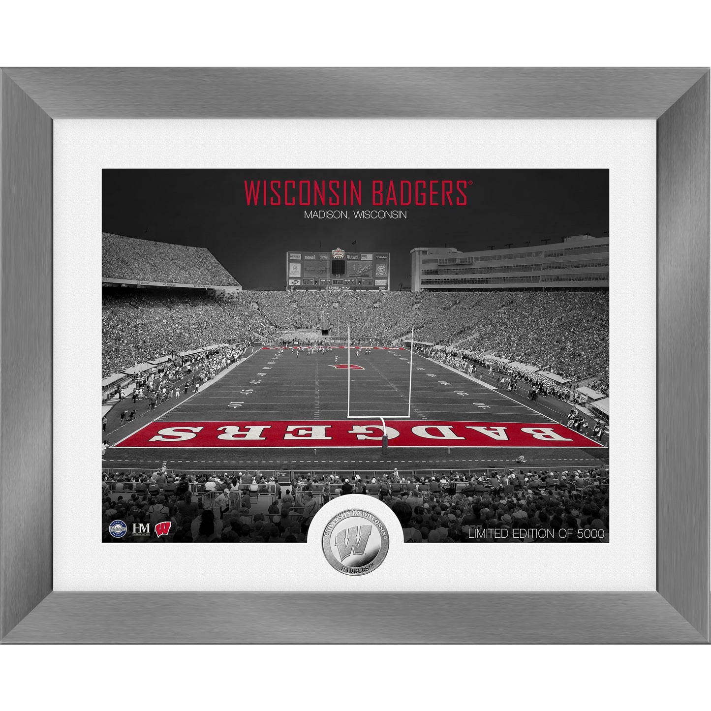 Highland Mint Wisconsin Badgers 13'' x 16'' Art Deco Stadium Silver Coin Photo Mint