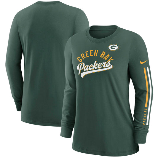 Women's Nike Green Green Bay Packers Team Name Long Sleeve T-Shirt