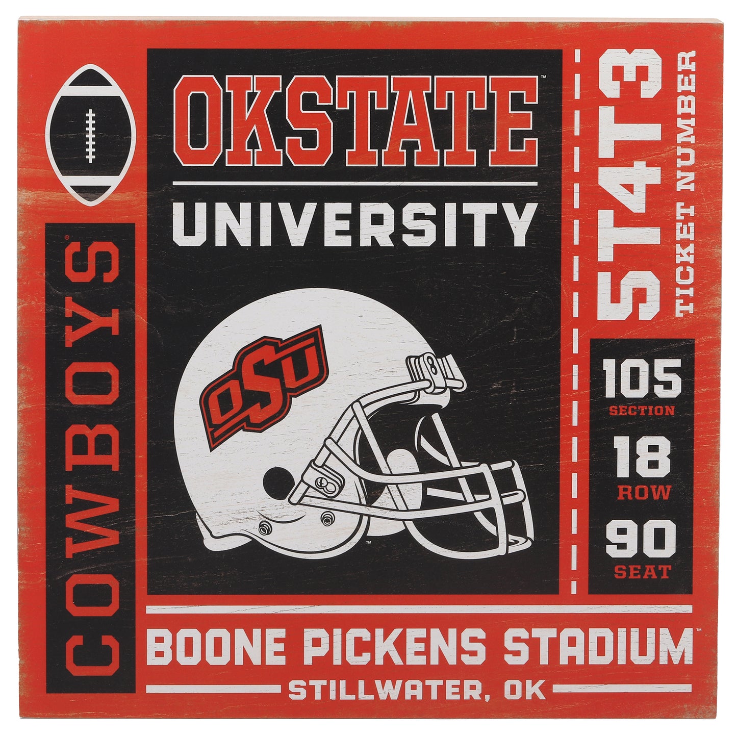 Oklahoma State Cowboys 14'' x 14'' Team Deep Wood Sign