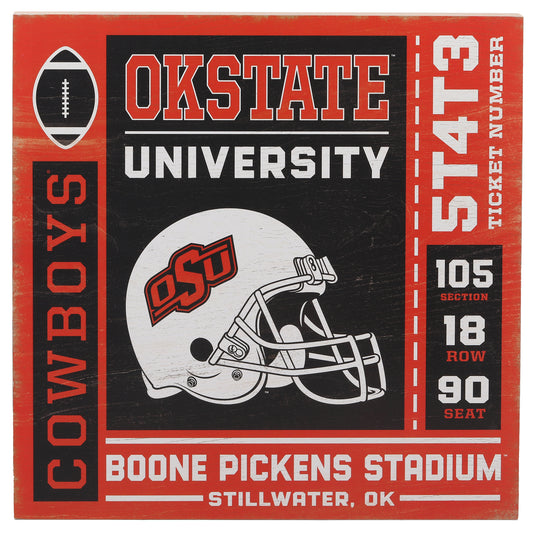 Oklahoma State Cowboys 14'' x 14'' Team Deep Wood Sign