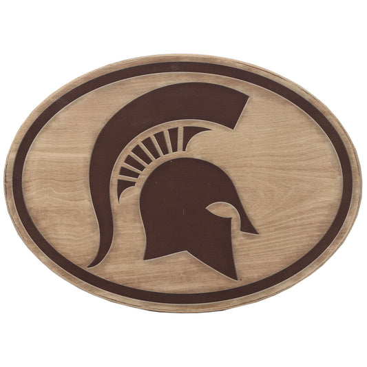 Michigan State Spartans 14'' x 14'' Team Oval Wood Sign