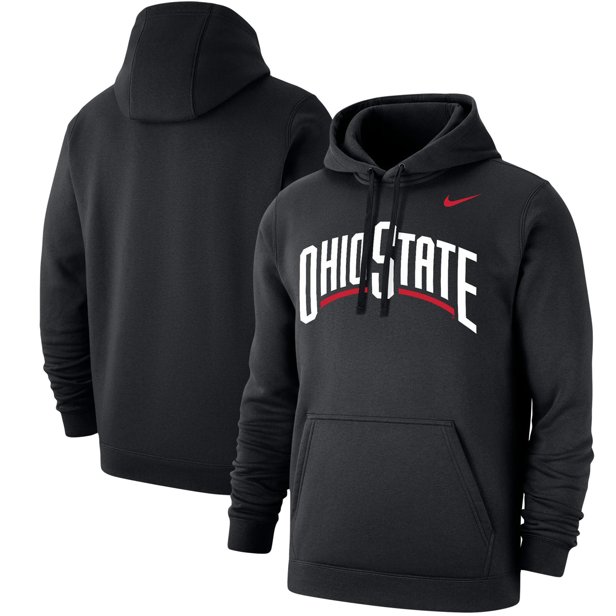 Men's Nike Black Ohio State Buckeyes Wordmark Logo Club Pullover Hoodie