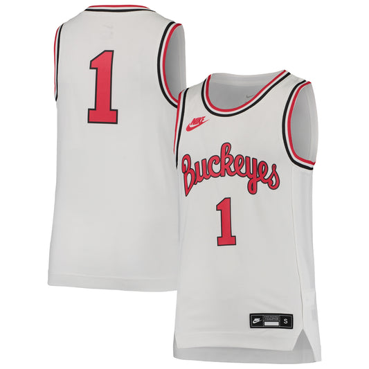 Youth Nike #1 White Ohio State Buckeyes Throwback Team Replica Basketball Jersey