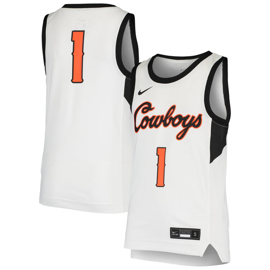 Youth Nike #1 White Oklahoma State Cowboys Team Replica Basketball Jersey