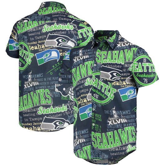 Men's FOCO College Navy Seattle Seahawks Thematic Button-Up Shirt