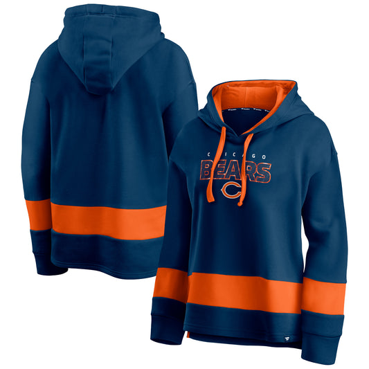 Women's Fanatics Navy/Orange Chicago Bears Colors of Pride Colorblock Pullover Hoodie