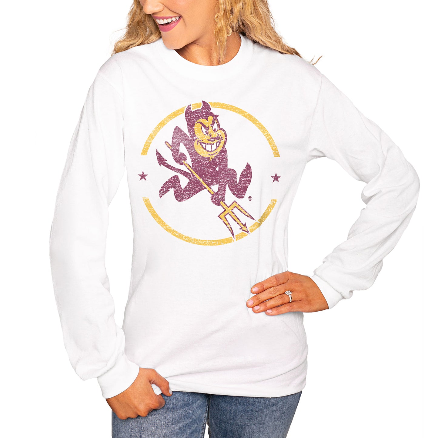 Women's White Arizona State Sun Devils End Zone Long Sleeve T-Shirt