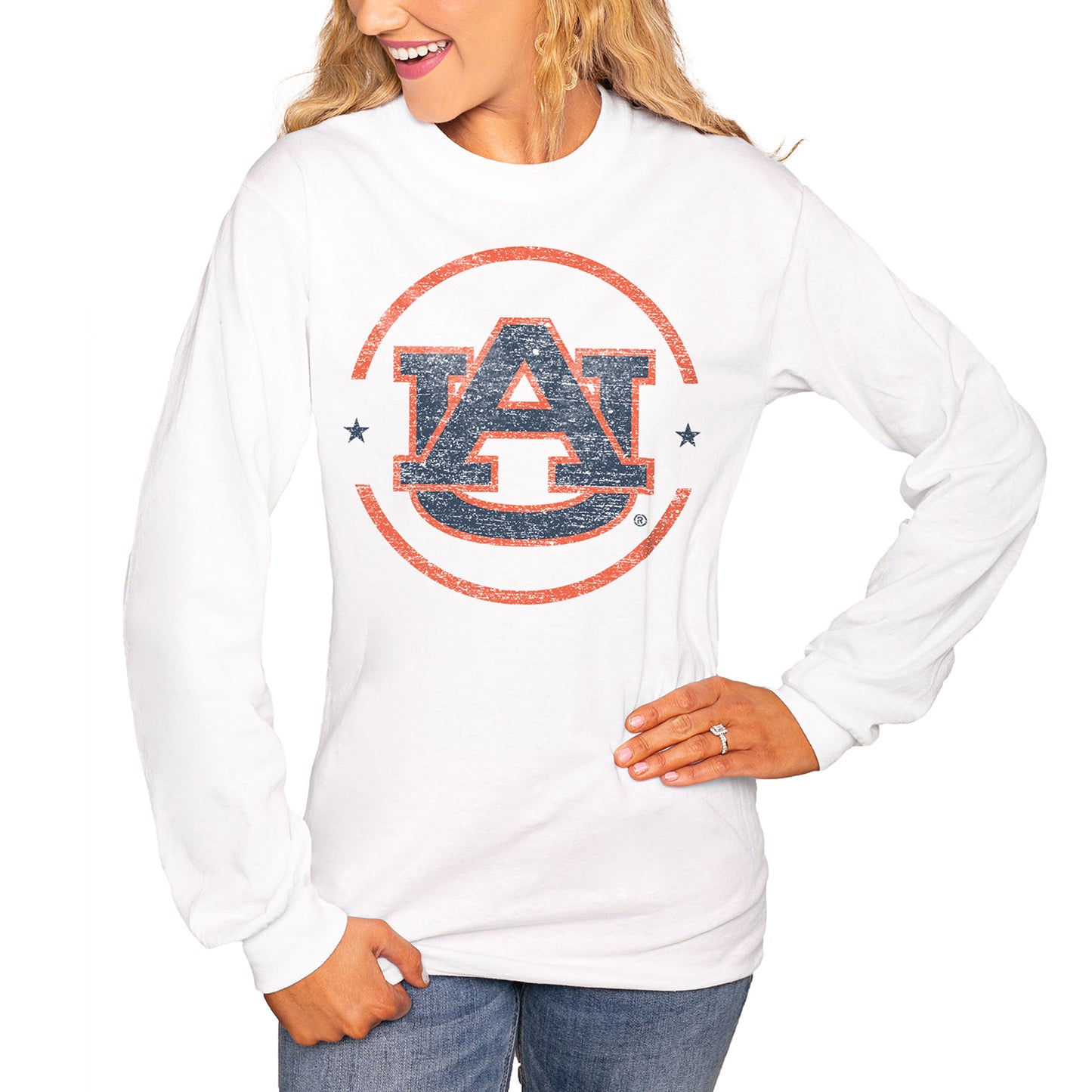 Women's White Auburn Tigers End Zone Long Sleeve T-Shirt