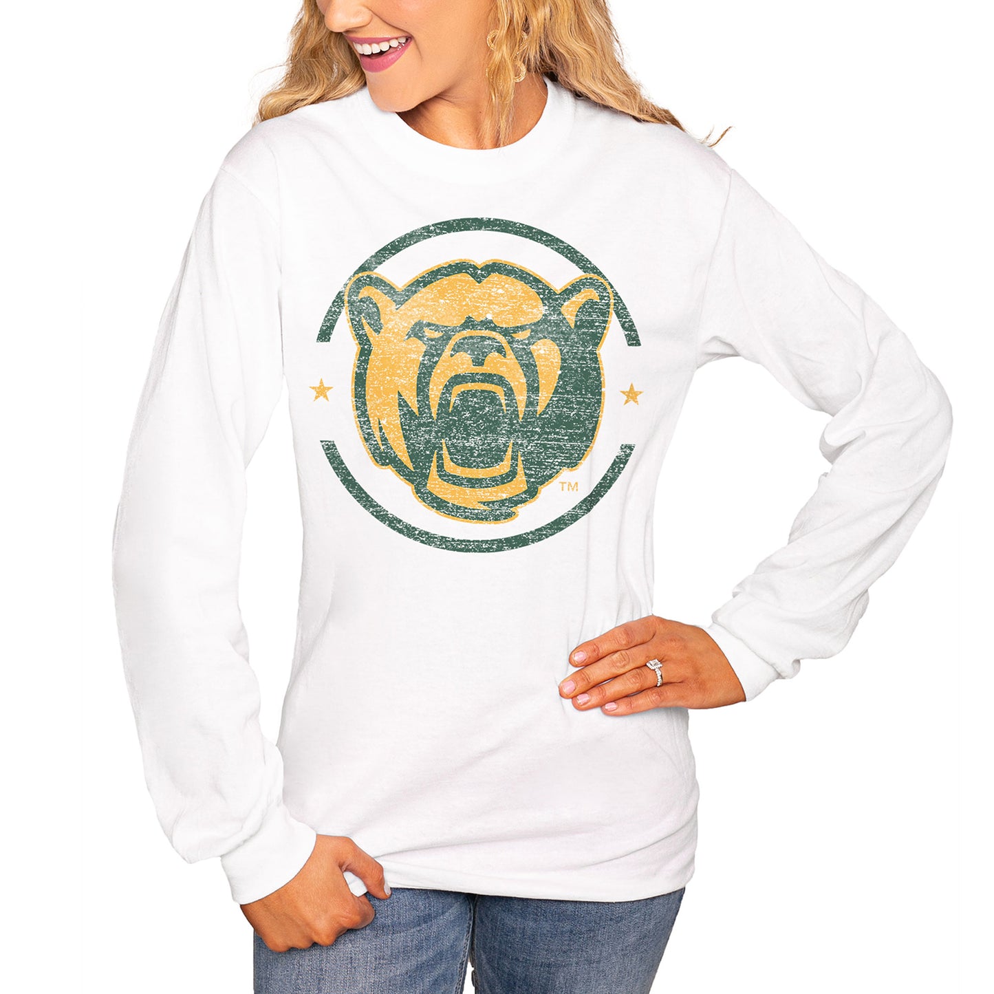 Women's White Baylor Bears End Zone Long Sleeve T-Shirt