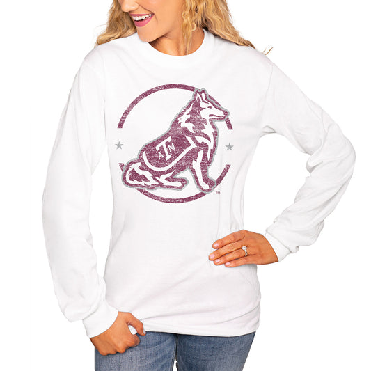 Women's White Texas A&M Aggies End Zone Long Sleeve T-Shirt