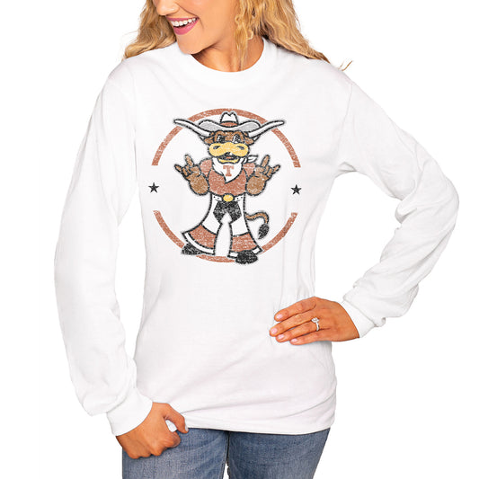 Women's White Texas Longhorns End Zone Long Sleeve T-Shirt