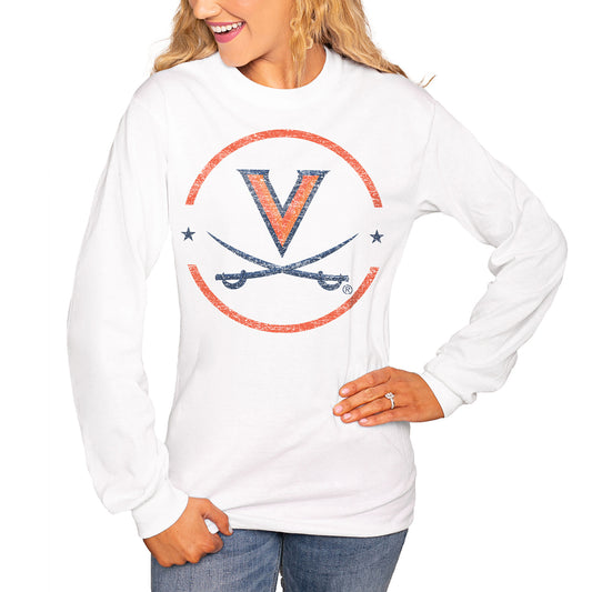 Women's White Virginia Cavaliers End Zone Long Sleeve T-Shirt