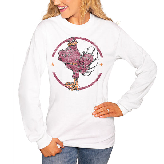 Women's White Virginia Tech Hokies End Zone Long Sleeve T-Shirt