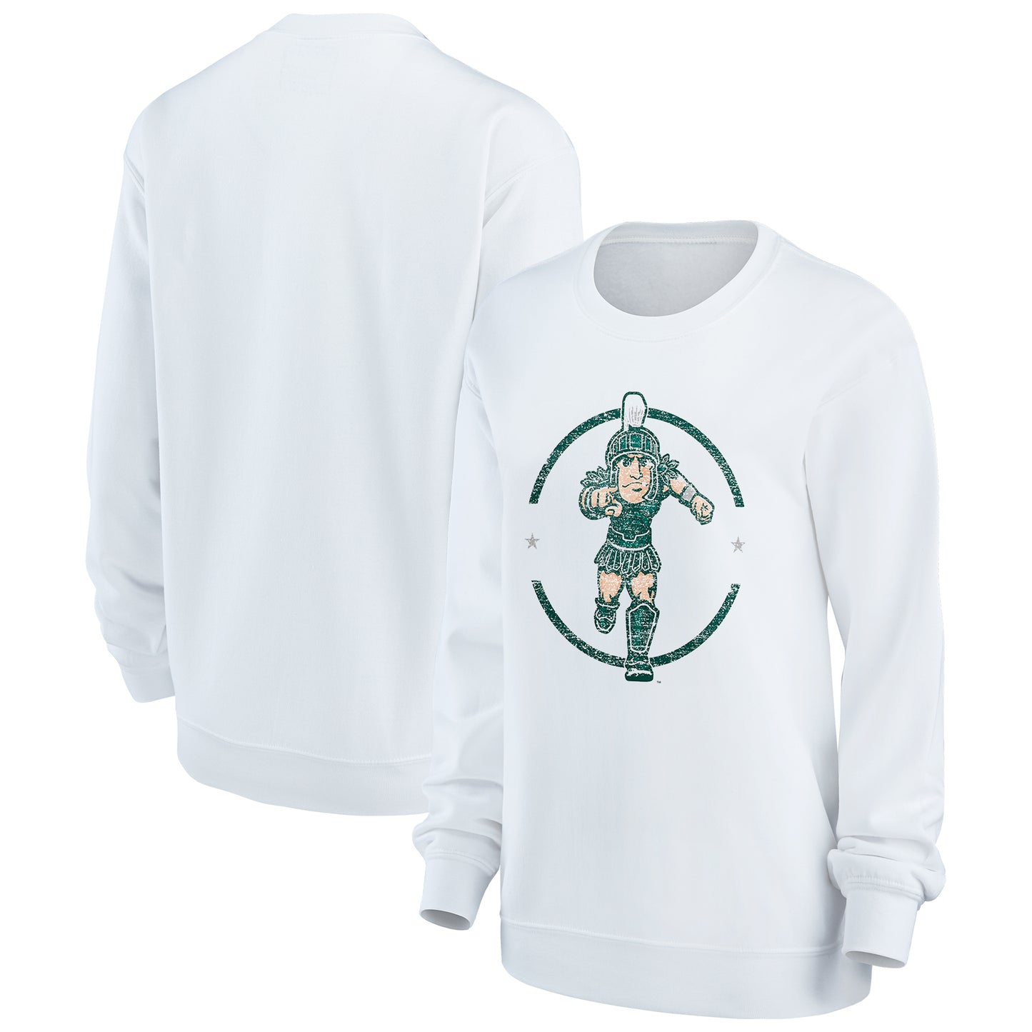 Women's White Michigan State Spartans End Zone Pullover Sweatshirt