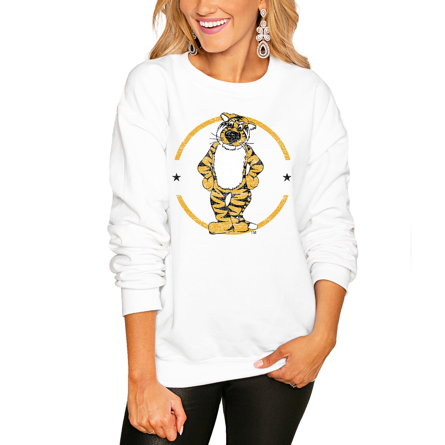 Women's White Missouri Tigers End Zone Pullover Sweatshirt