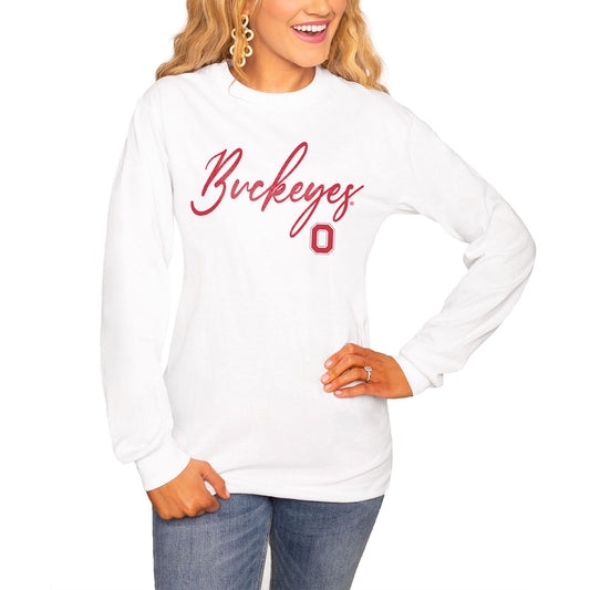 Women's White Ohio State Buckeyes Win the Day Long Sleeve T-Shirt