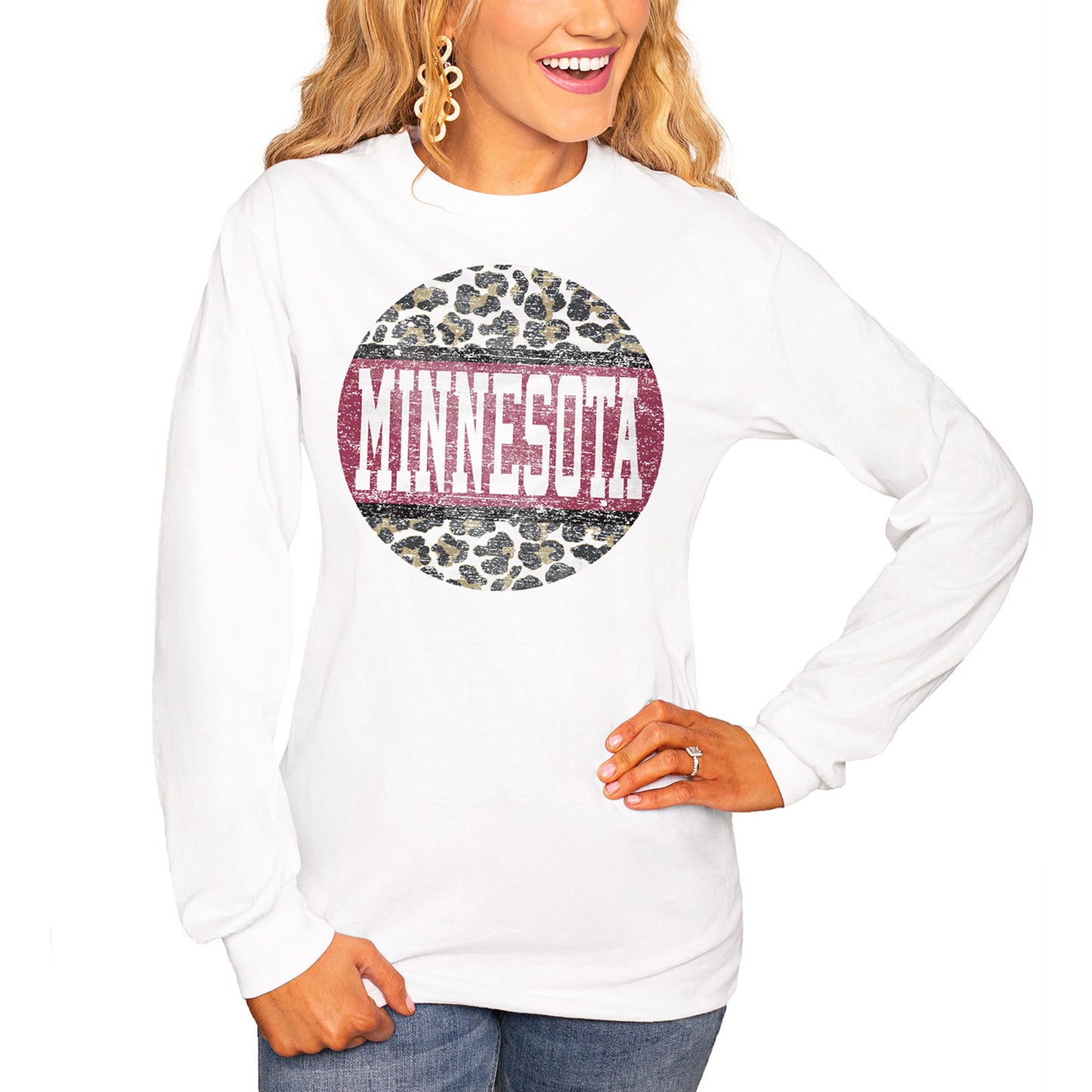 Women's White Minnesota Golden Gophers Scoop & Score Long Sleeve T-Shirt