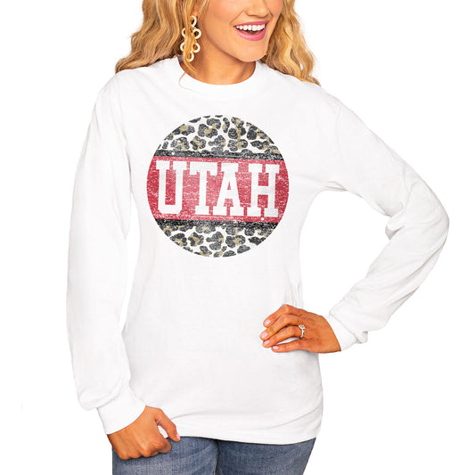 Women's White Utah Utes Scoop & Score Long Sleeve T-Shirt