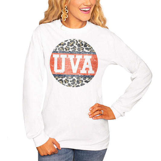 Women's White Virginia Cavaliers Scoop & Score Long Sleeve T-Shirt